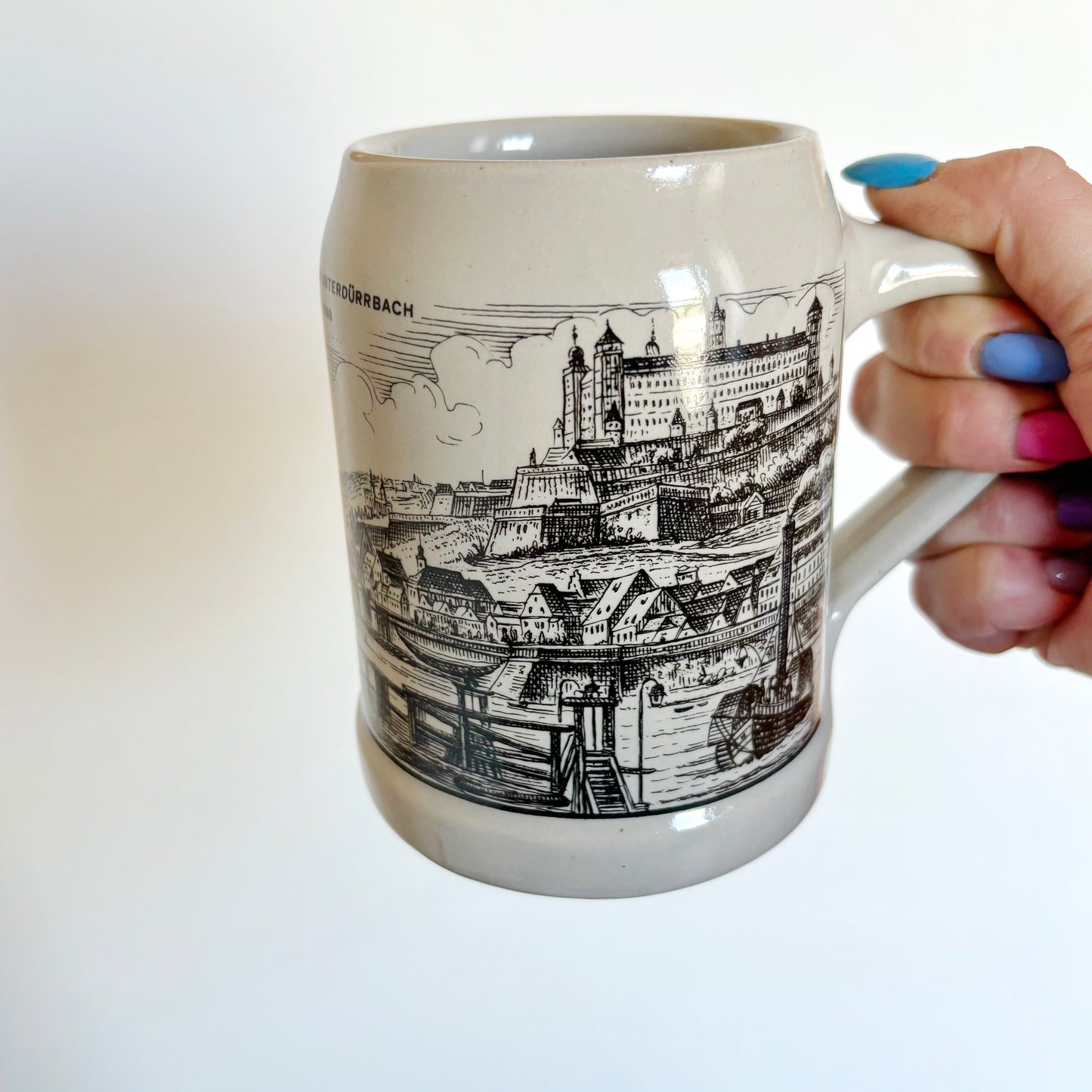 Vintage German Beer Stein 1988 Bavaria Schedel Porcelain Mug, Würzburg Souvenir Tankard, Unterdürrbach Wandertage