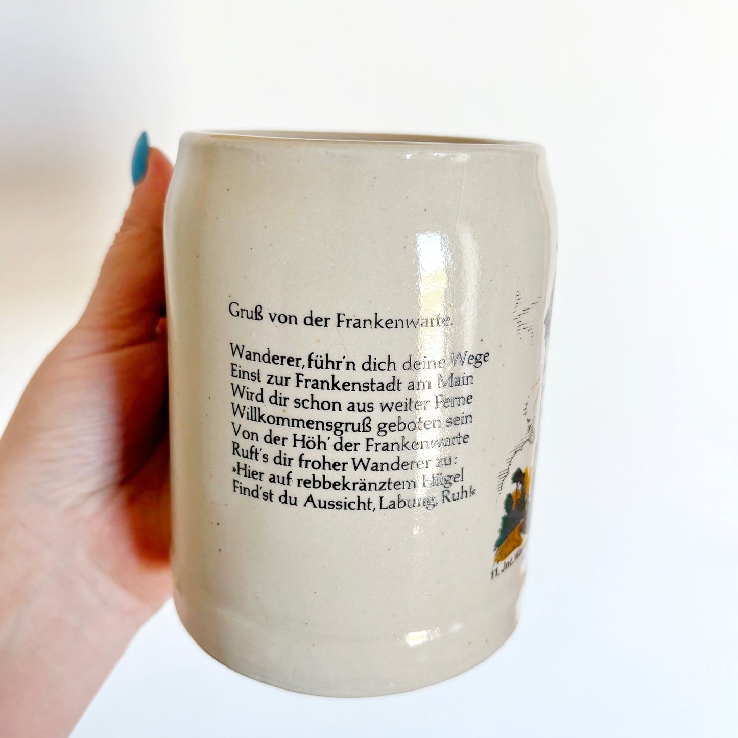 Vintage German Beer Stein 1984 Würzburg Frankenwarte Mug Bavarian Stoneware Wandertage Souvenir 0.5L Beer Cup