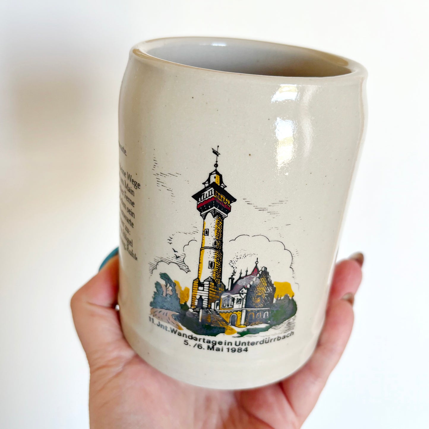 Vintage German Beer Stein 1984 Würzburg Frankenwarte Mug Bavarian Stoneware Wandertage Souvenir 0.5L Beer Cup