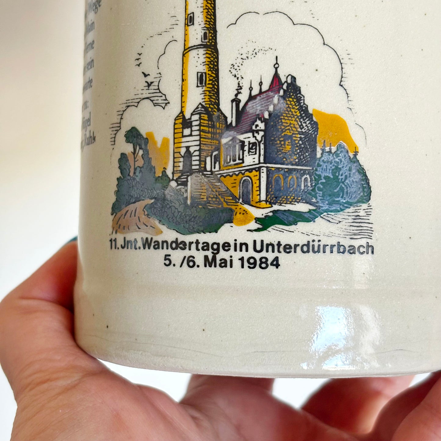 Vintage German Beer Stein 1984 Würzburg Frankenwarte Mug Bavarian Stoneware Wandertage Souvenir 0.5L Beer Cup