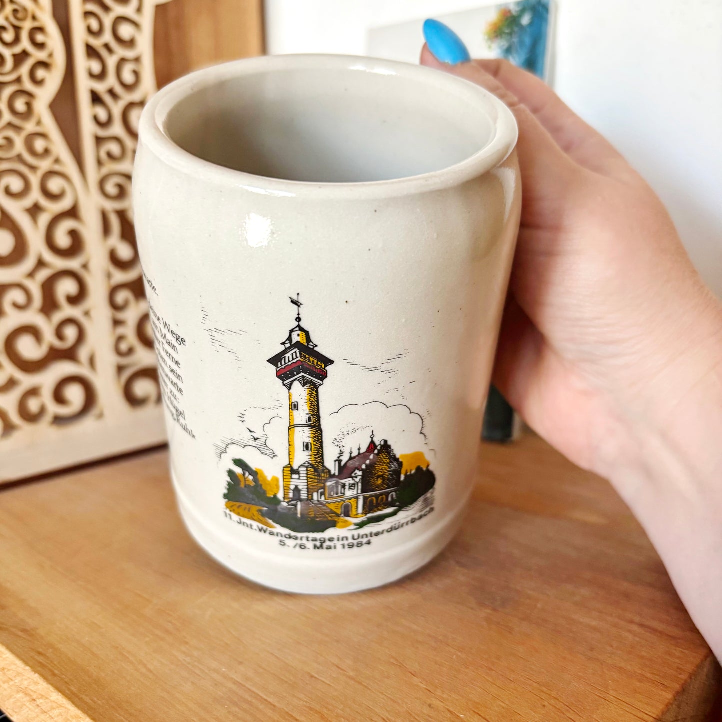 Vintage German Beer Stein 1984 Würzburg Frankenwarte Mug Bavarian Stoneware Wandertage Souvenir 0.5L Beer Cup