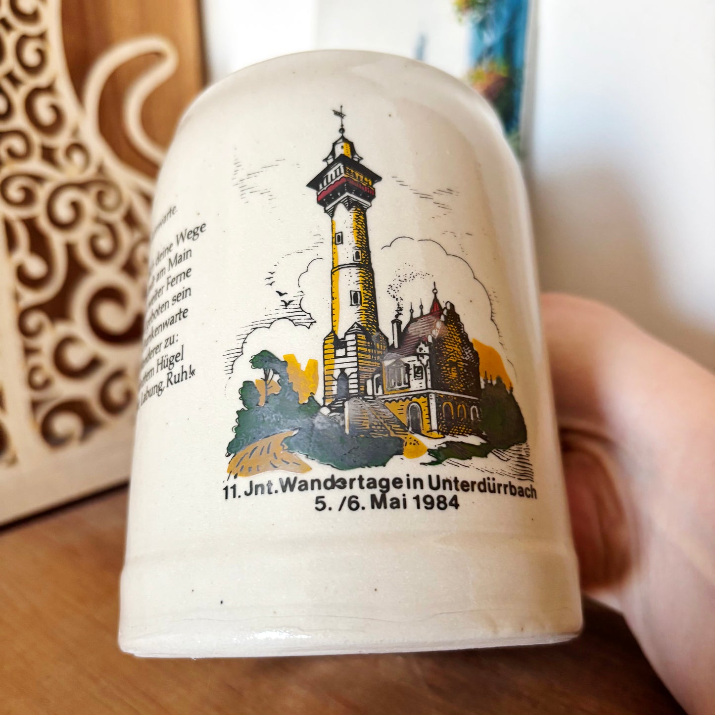 Vintage German Beer Stein 1984 Würzburg Frankenwarte Mug Bavarian Stoneware Wandertage Souvenir 0.5L Beer Cup