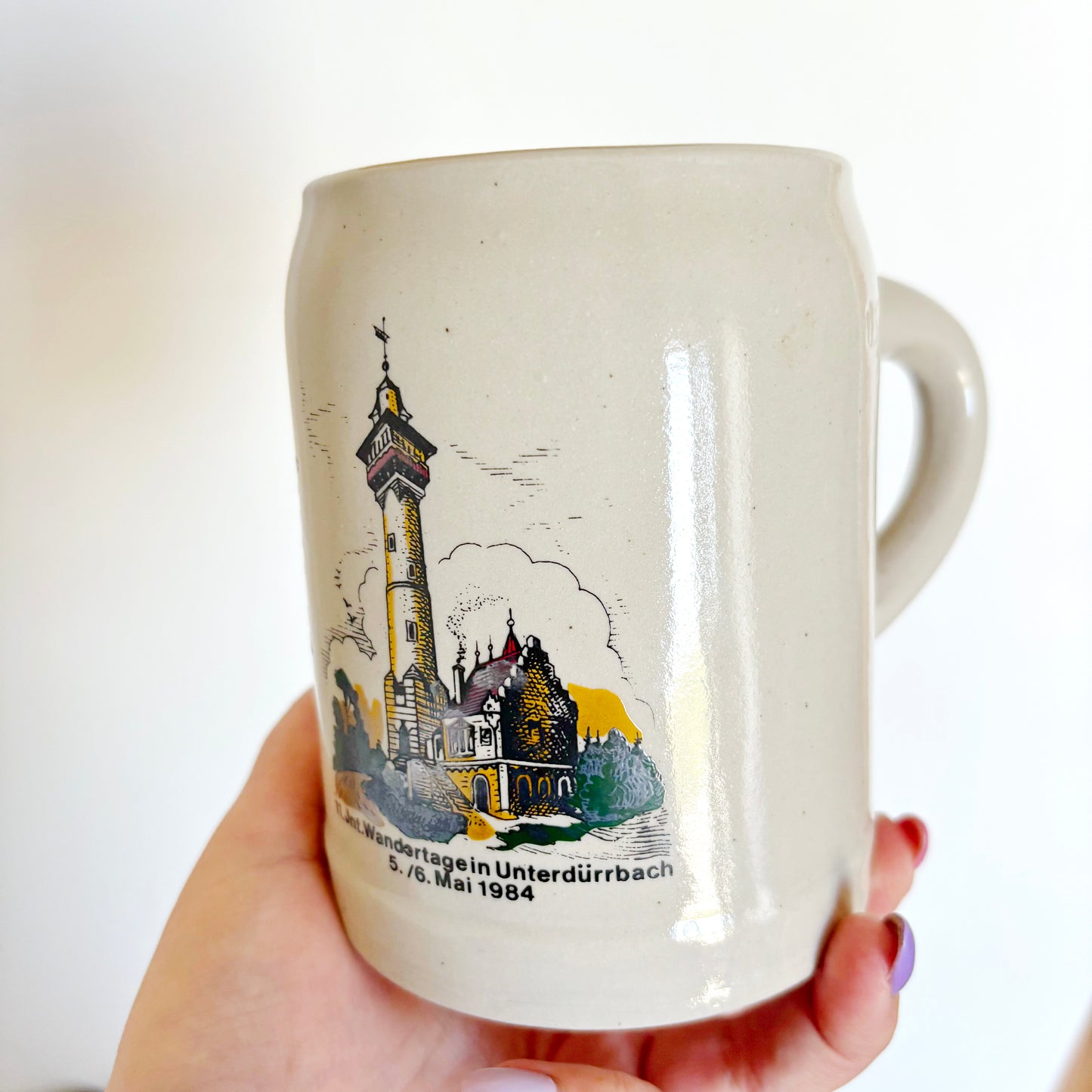 Vintage German Beer Stein 1984 Würzburg Frankenwarte Mug Bavarian Stoneware Wandertage Souvenir 0.5L Beer Cup