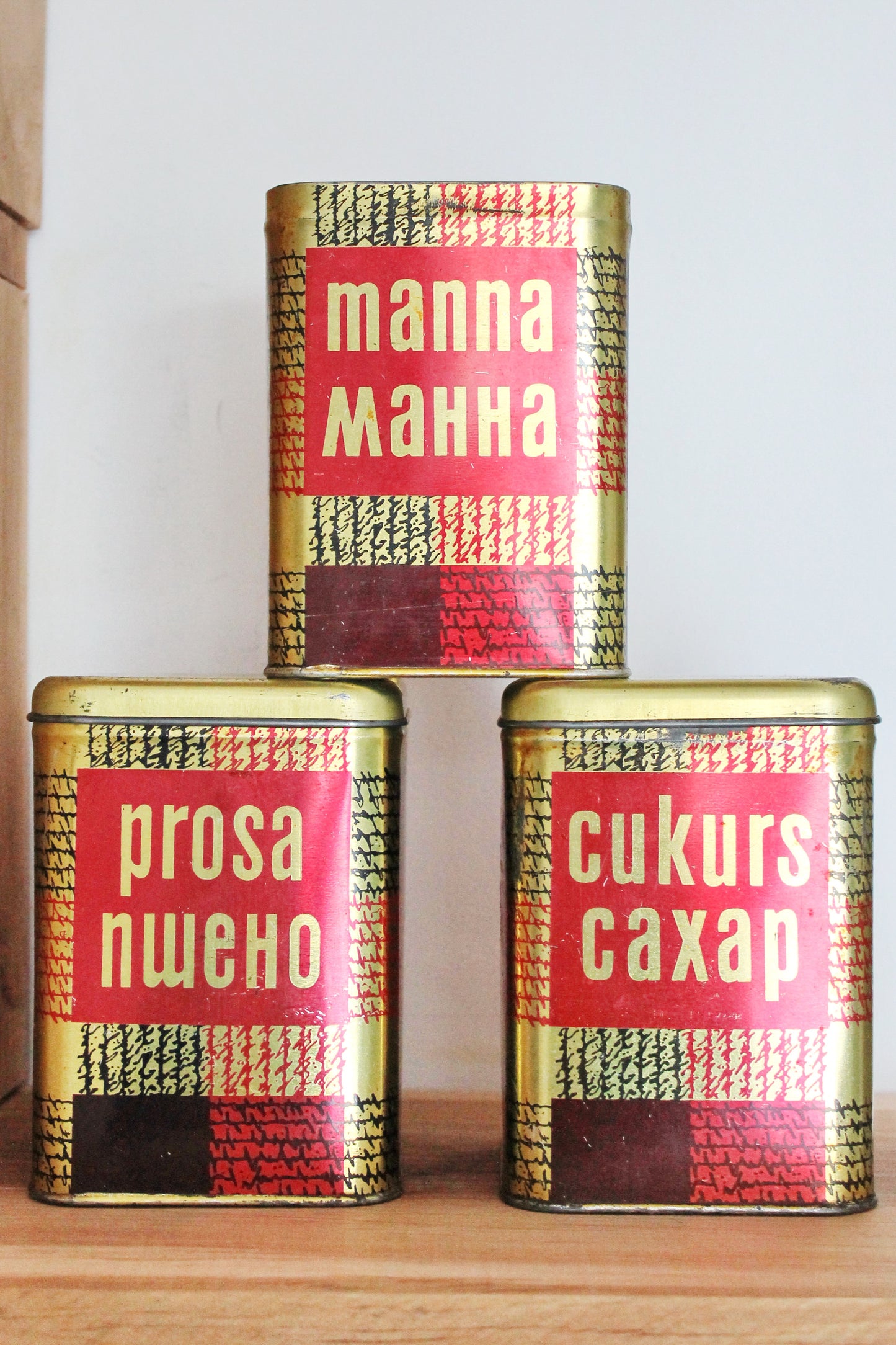 Soviet vintage set - 8+1 - food storage boxes - Antique tin box from Ukraine - Kitchen canister set