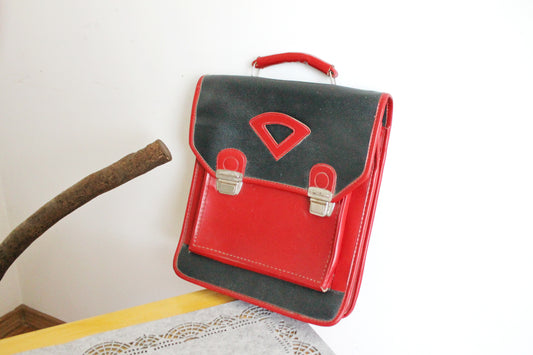 Vintage school red/black bag - Soviet rare bag - USSR School Bag - Book Bag - Soviet School. Made in USSR in 1980