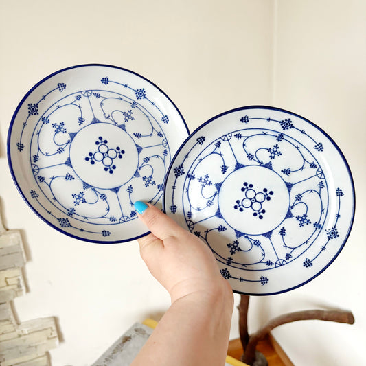 Vintage Blue Onion Porcelain Plates Pair, German Benedikt Dessert Plates, Blue White Cottagecore Tableware