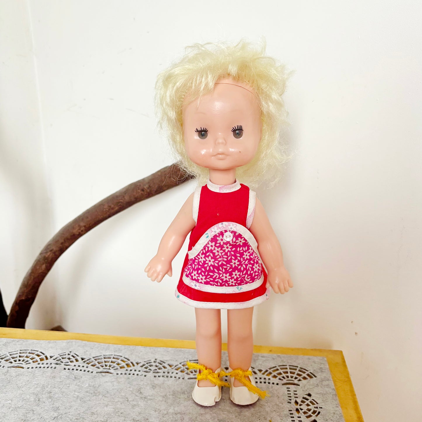 Vintage Soviet Era Doll 1980s, Ukrainian Plastic Toy Doll, Retro Blonde Girl Doll, USSR Childhood Collectible, 14.5 Inch