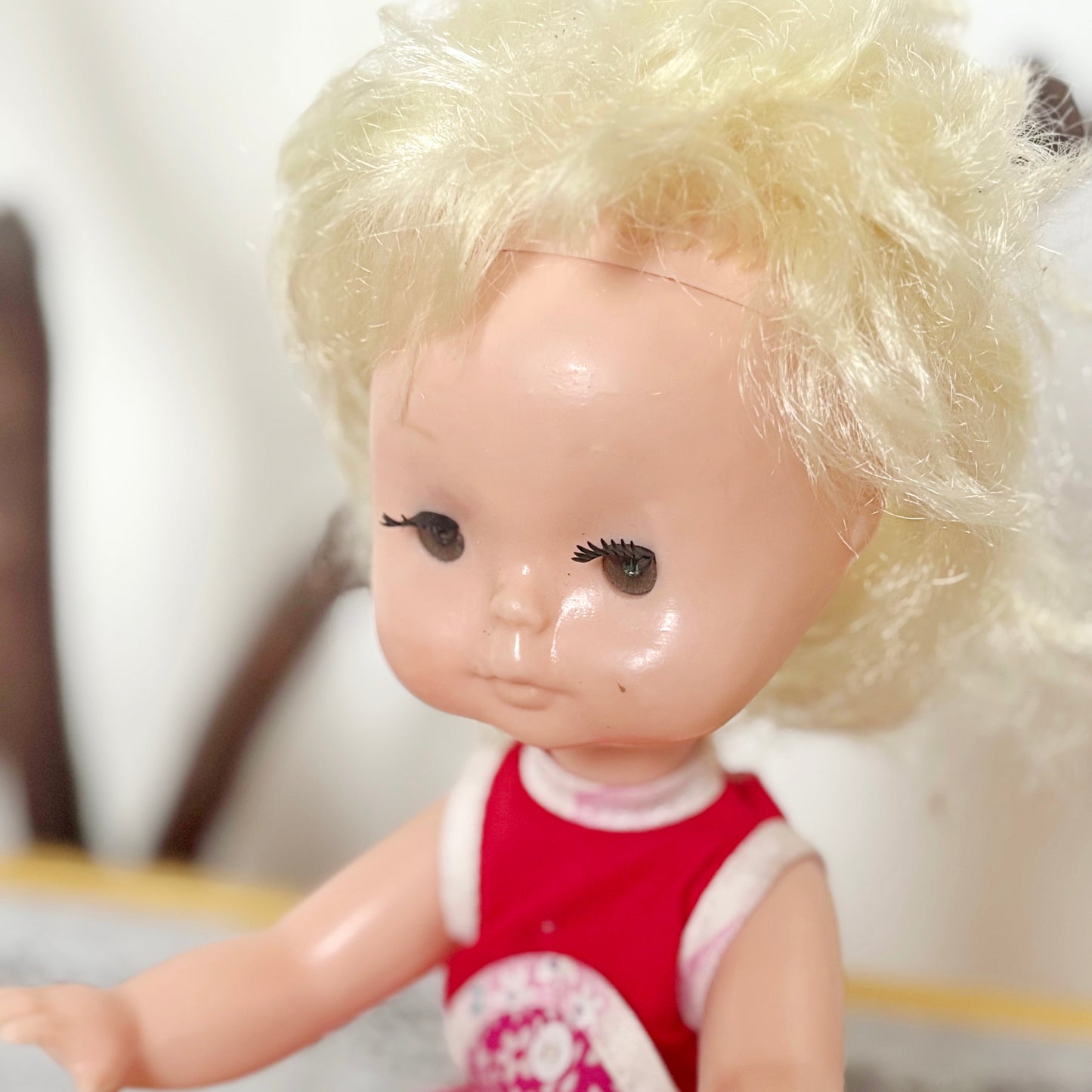 Vintage Soviet Era Doll 1980s, Ukrainian Plastic Toy Doll, Retro Blonde Girl Doll, USSR Childhood Collectible, 14.5 Inch