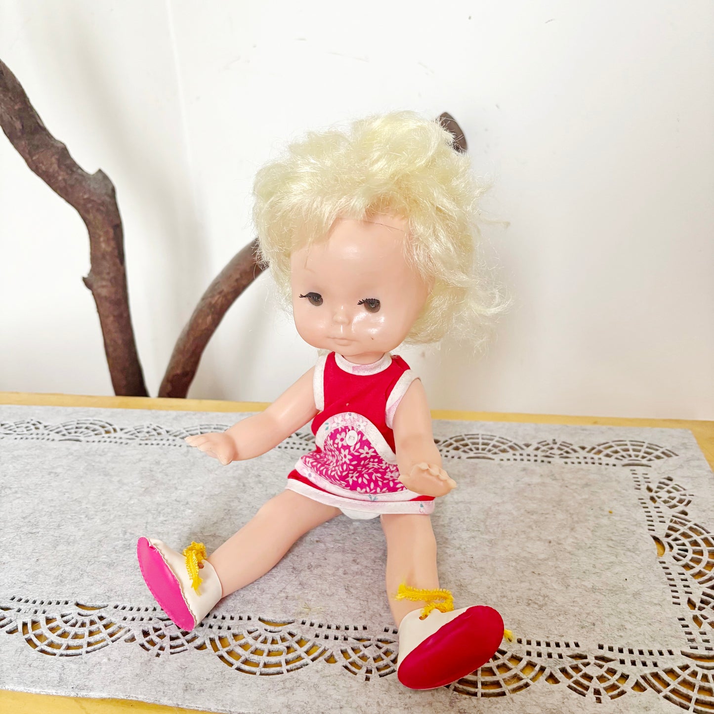 Vintage Soviet Era Doll 1980s, Ukrainian Plastic Toy Doll, Retro Blonde Girl Doll, USSR Childhood Collectible, 14.5 Inch