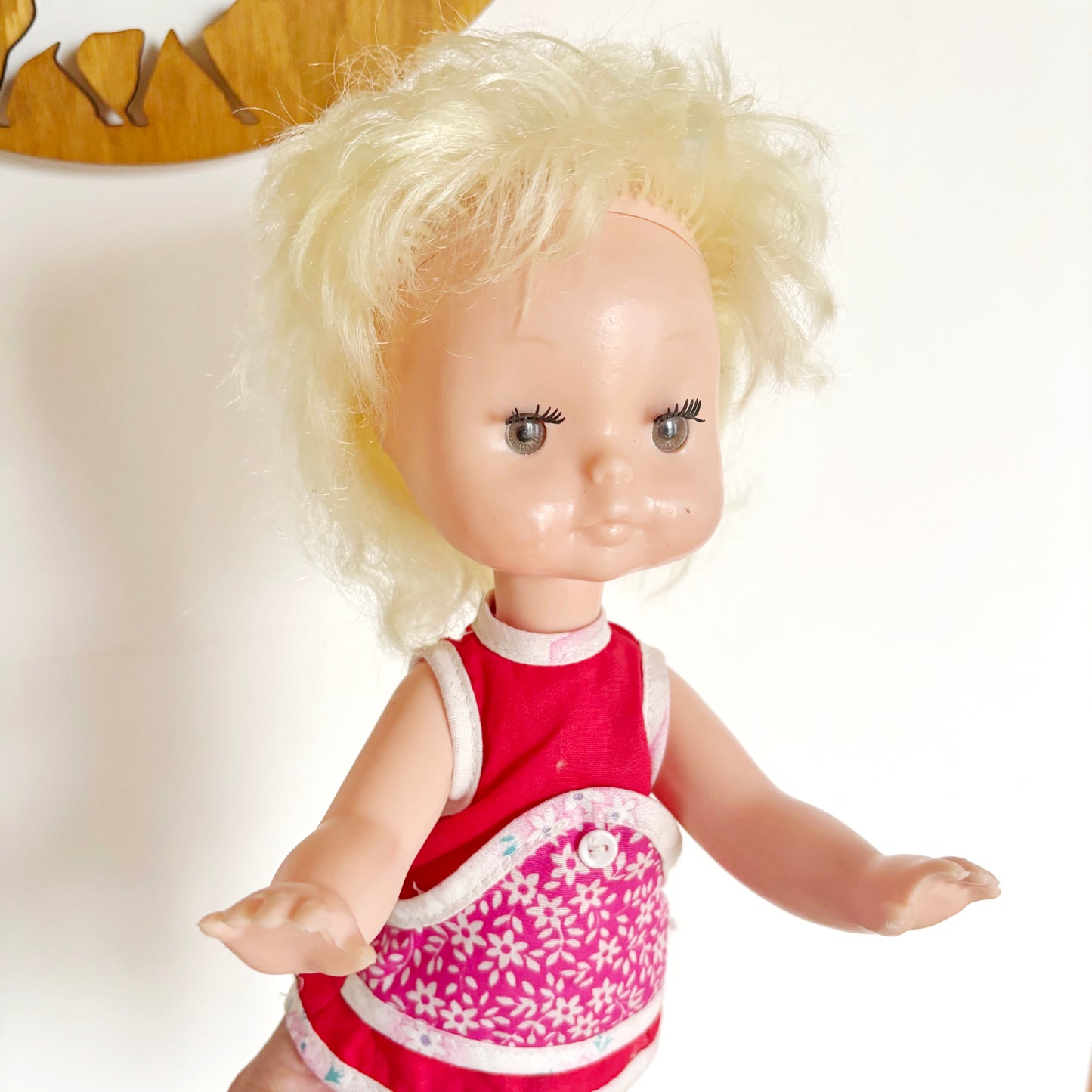 Vintage Soviet Era Doll 1980s, Ukrainian Plastic Toy Doll, Retro Blonde Girl Doll, USSR Childhood Collectible, 14.5 Inch