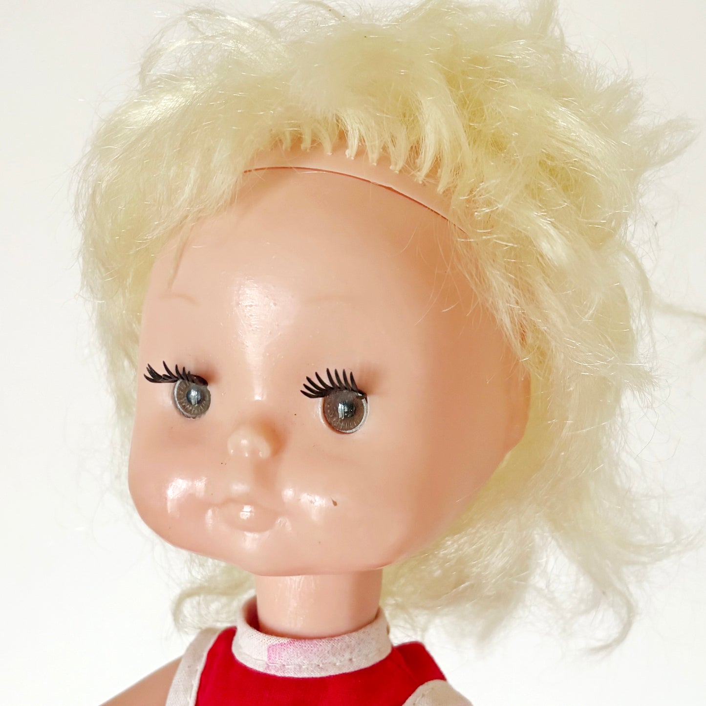 Vintage Soviet Era Doll 1980s, Ukrainian Plastic Toy Doll, Retro Blonde Girl Doll, USSR Childhood Collectible, 14.5 Inch