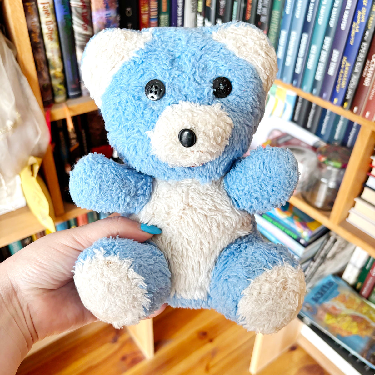 Vintage Blue Teddy Bear Plush Toy 1990s Stuffed Animal Soviet Era Soft Toy Ukraine Collectible Cute Nursery Decor