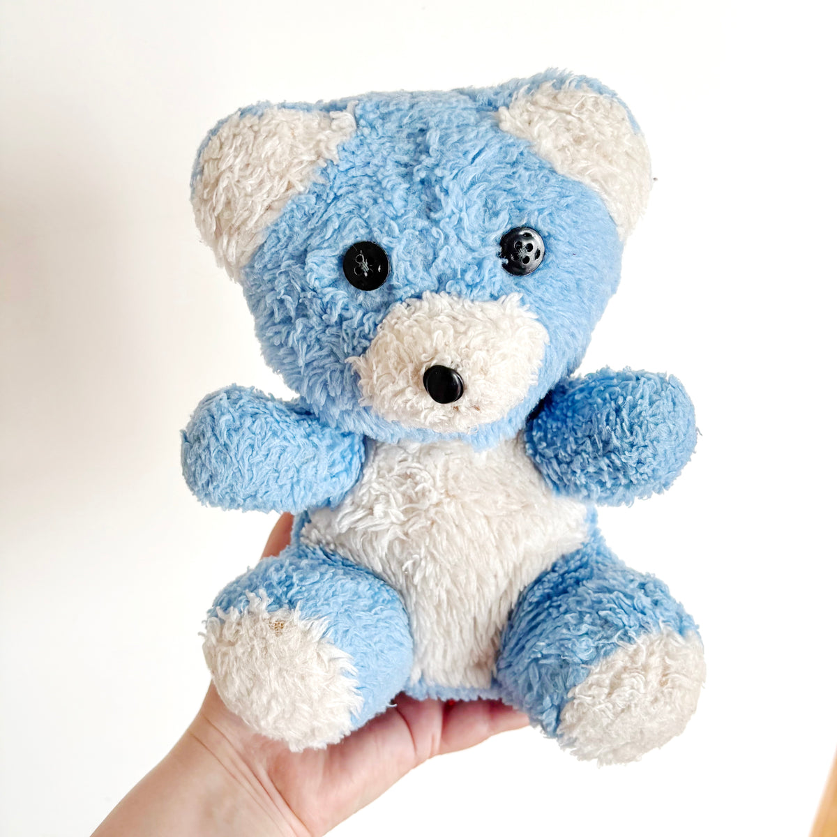 Vintage Blue Teddy Bear Plush Toy 1990s Stuffed Animal Soviet Era Soft Toy Ukraine Collectible Cute Nursery Decor