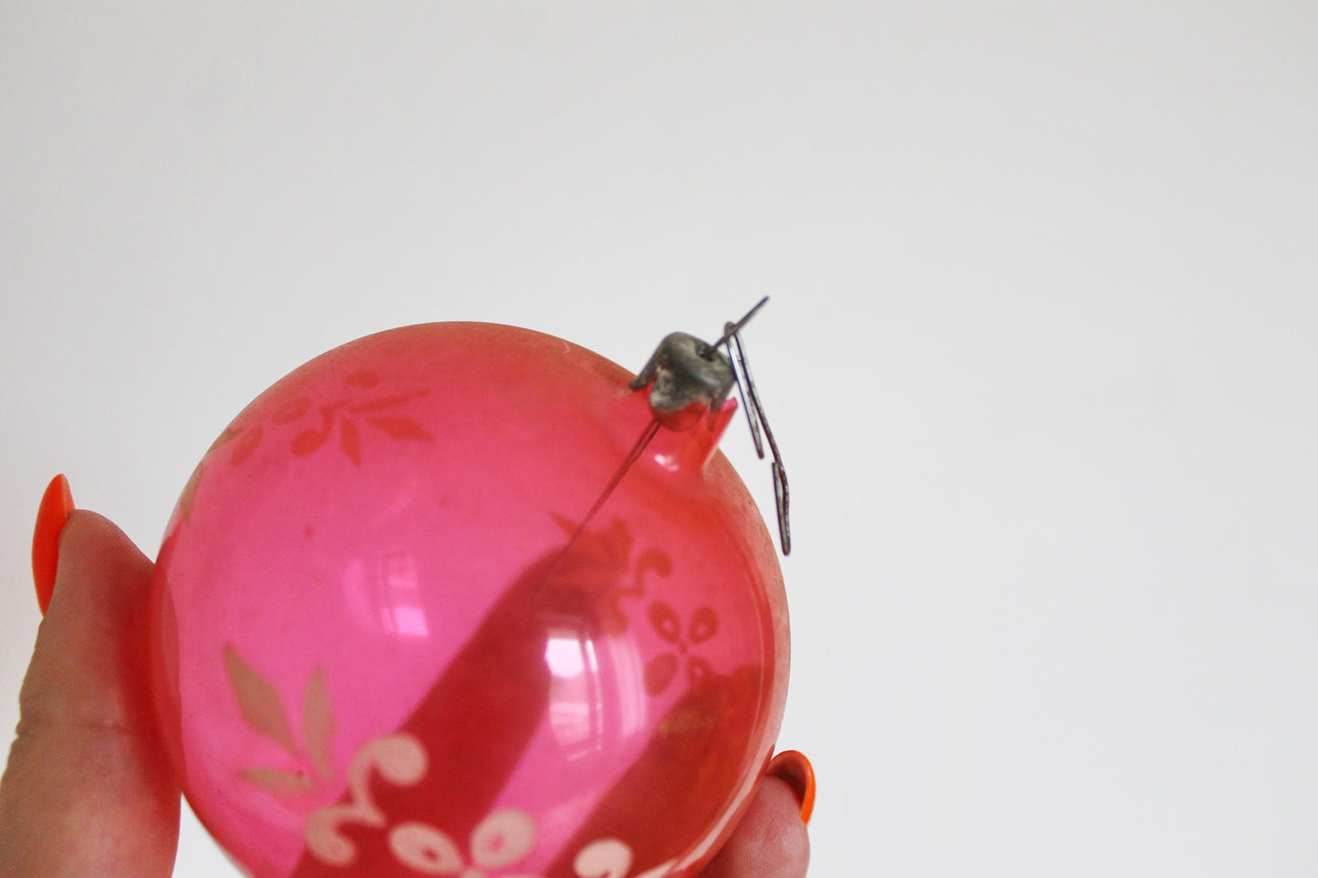 Christmas tree pink ball ornament 3.1 inches - Soviet vintage - Christmas - New Year Glass Ornament, Made in USSR - 1970s