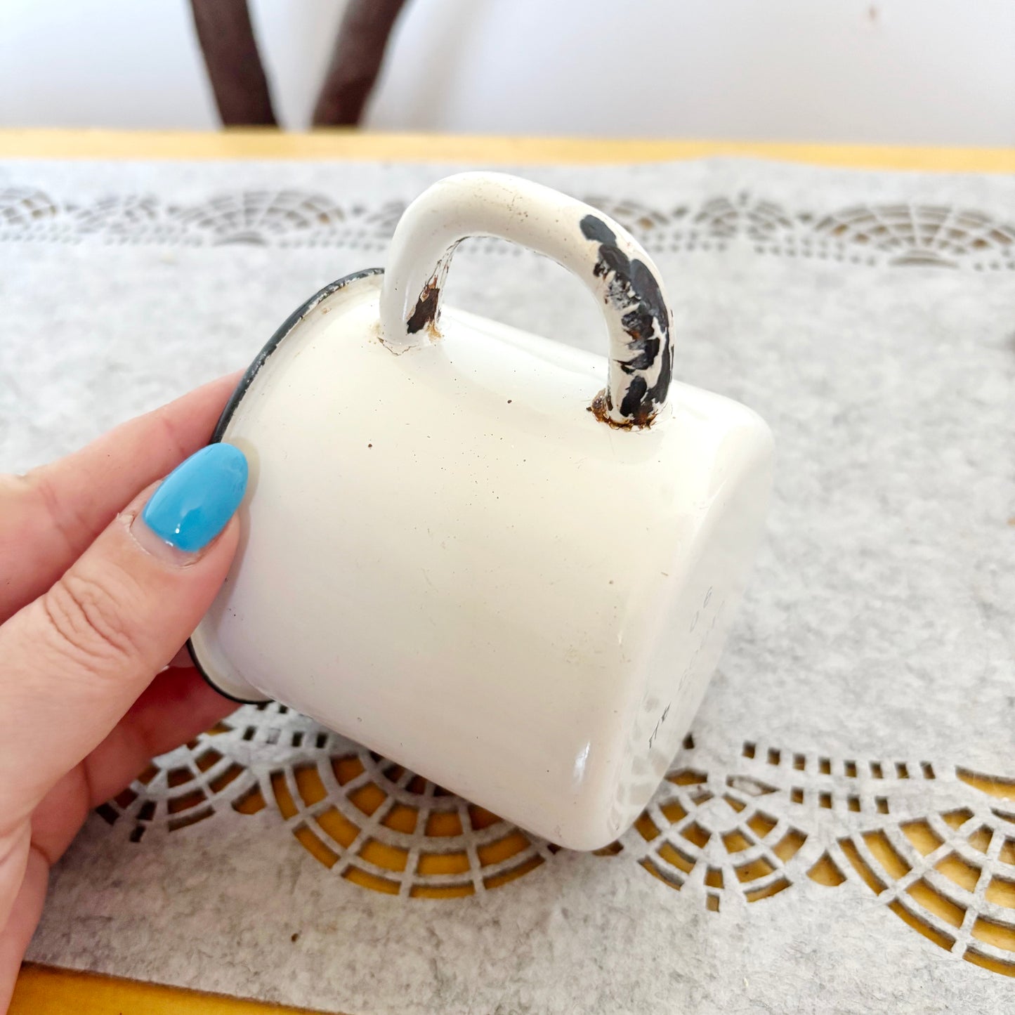 Vintage Enamel Mug Soviet Era Floral Cup 0.4L Ukrainian Kitchenware Rustic Farmhouse Camping Coffee Mug
