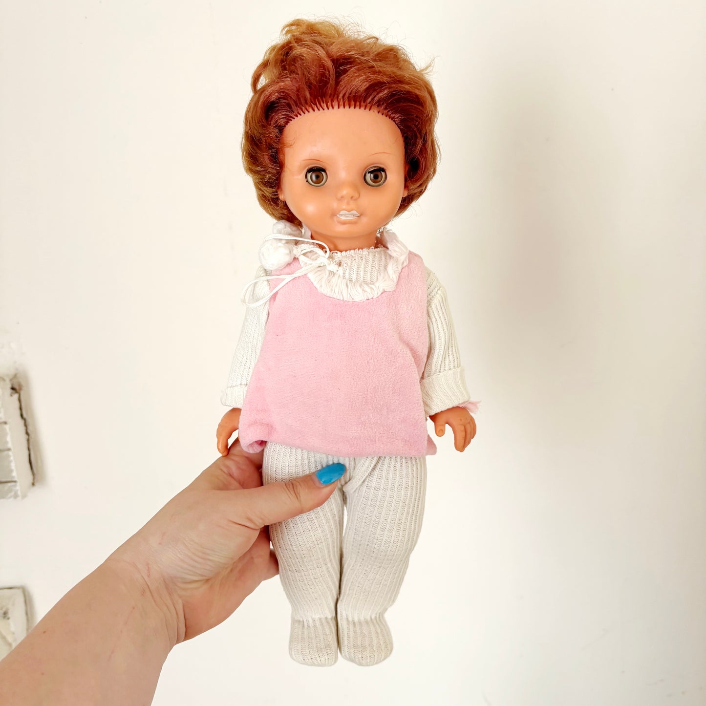 Vintage Ukrainian Larisa Doll 1970s Sleeping Eyes Red Hair Vinyl Toy Retro Soviet Era Collectible 38 cm - 15 inches