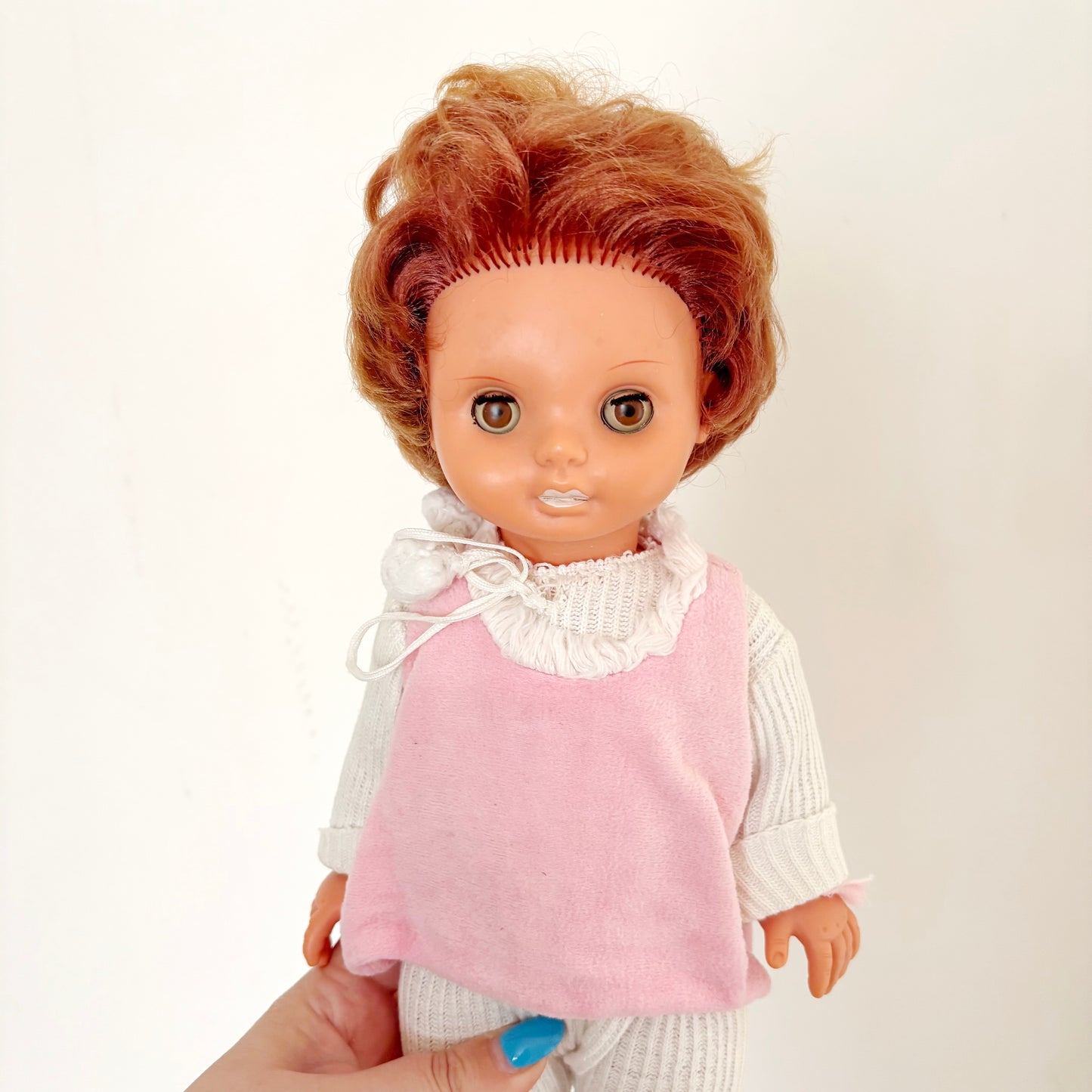 Vintage Ukrainian Larisa Doll 1970s Sleeping Eyes Red Hair Vinyl Toy Retro Soviet Era Collectible 38 cm - 15 inches