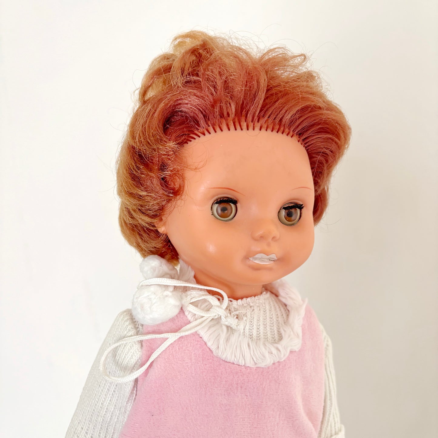 Vintage Ukrainian Larisa Doll 1970s Sleeping Eyes Red Hair Vinyl Toy Retro Soviet Era Collectible 38 cm - 15 inches