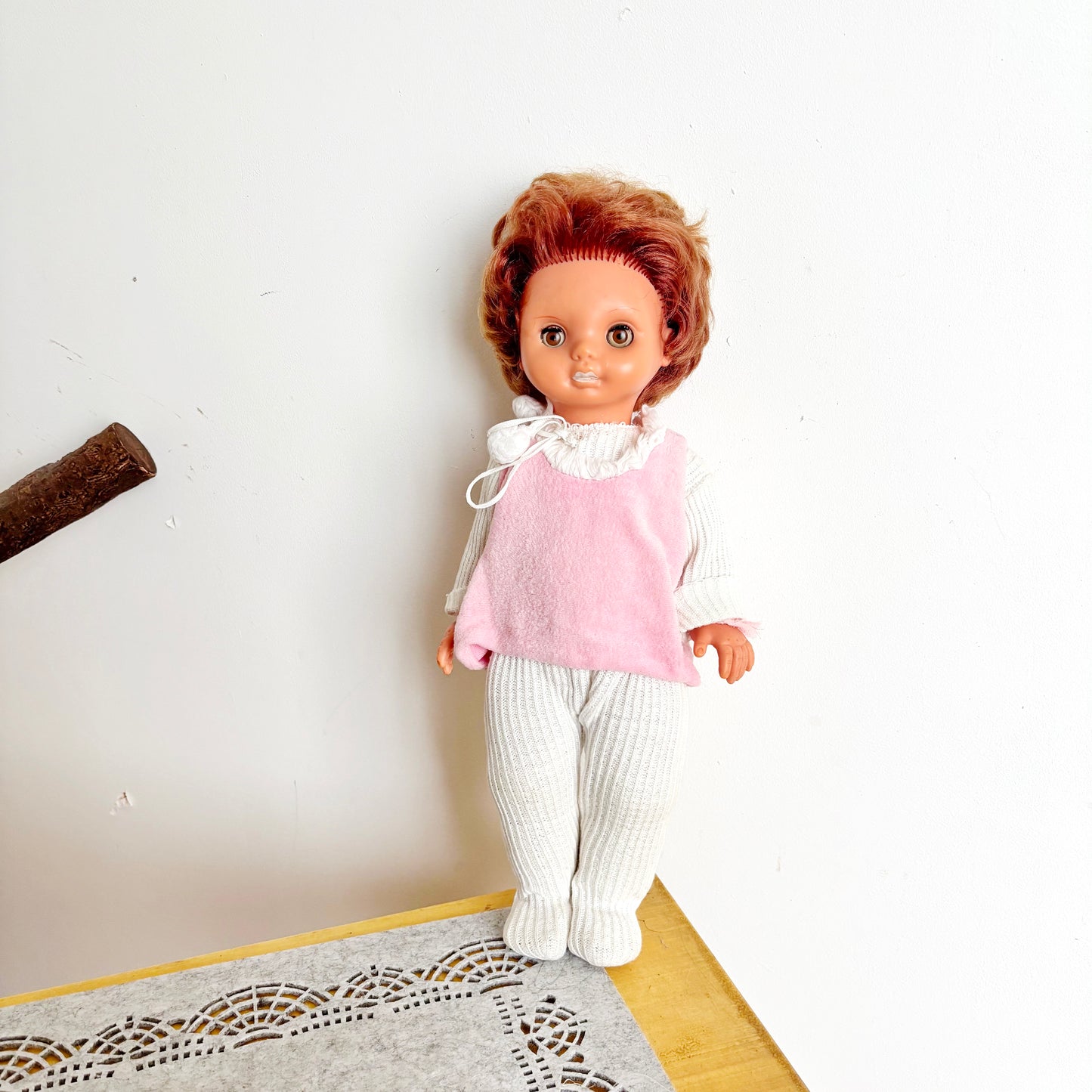 Vintage Ukrainian Larisa Doll 1970s Sleeping Eyes Red Hair Vinyl Toy Retro Soviet Era Collectible 38 cm - 15 inches