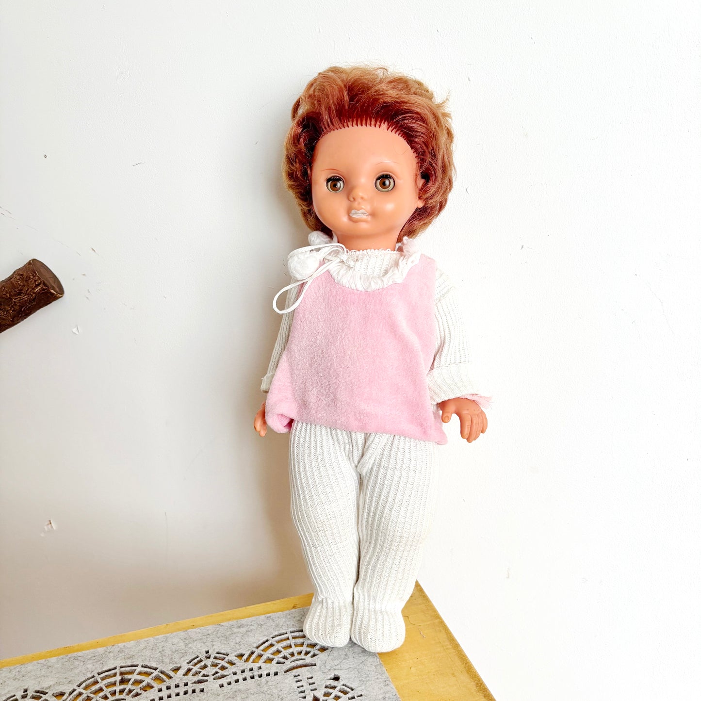 Vintage Ukrainian Larisa Doll 1970s Sleeping Eyes Red Hair Vinyl Toy Retro Soviet Era Collectible 38 cm - 15 inches
