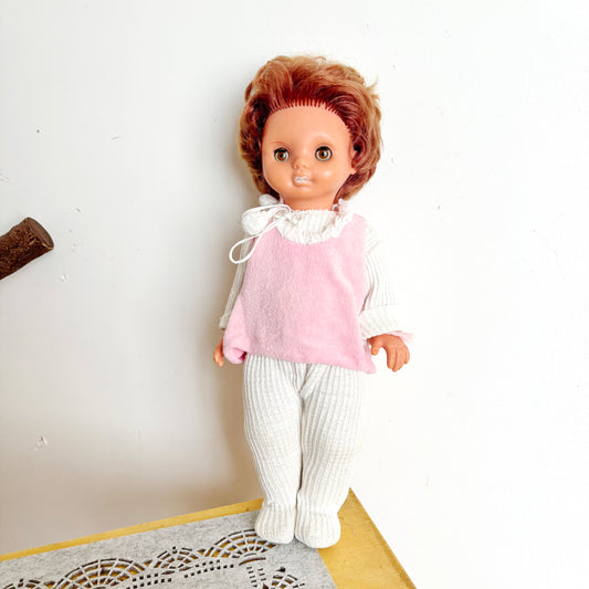 Vintage Ukrainian Larisa Doll 1970s Sleeping Eyes Red Hair Vinyl Toy Retro Soviet Era Collectible 38 cm - 15 inches