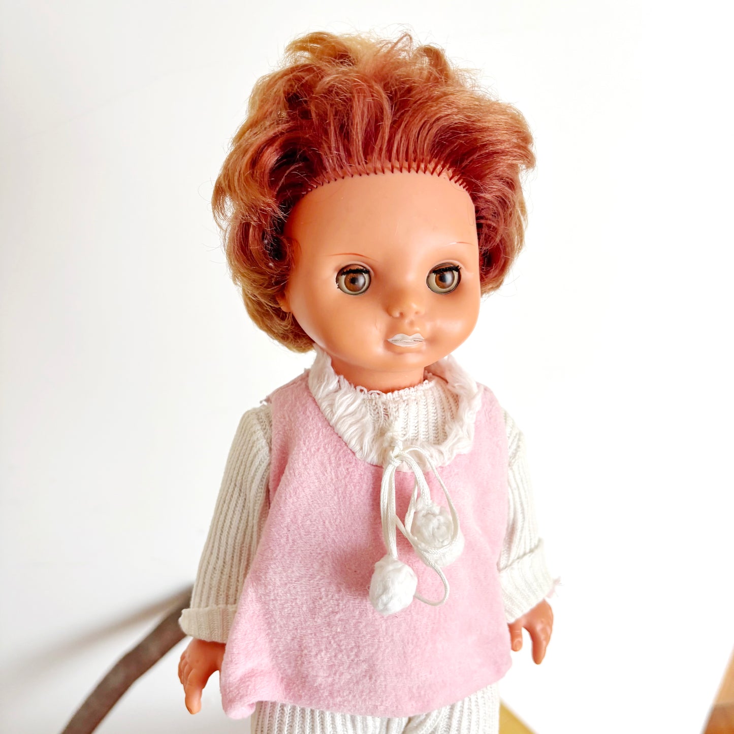 Vintage Ukrainian Larisa Doll 1970s Sleeping Eyes Red Hair Vinyl Toy Retro Soviet Era Collectible 38 cm - 15 inches
