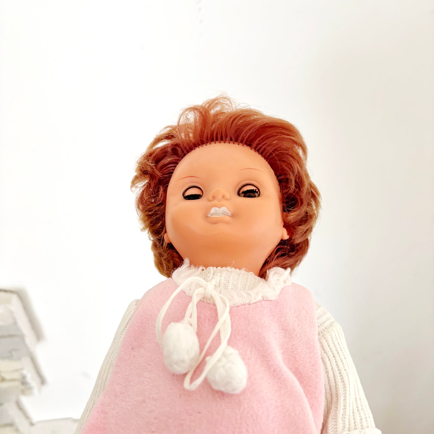 Vintage Ukrainian Larisa Doll 1970s Sleeping Eyes Red Hair Vinyl Toy Retro Soviet Era Collectible 38 cm - 15 inches