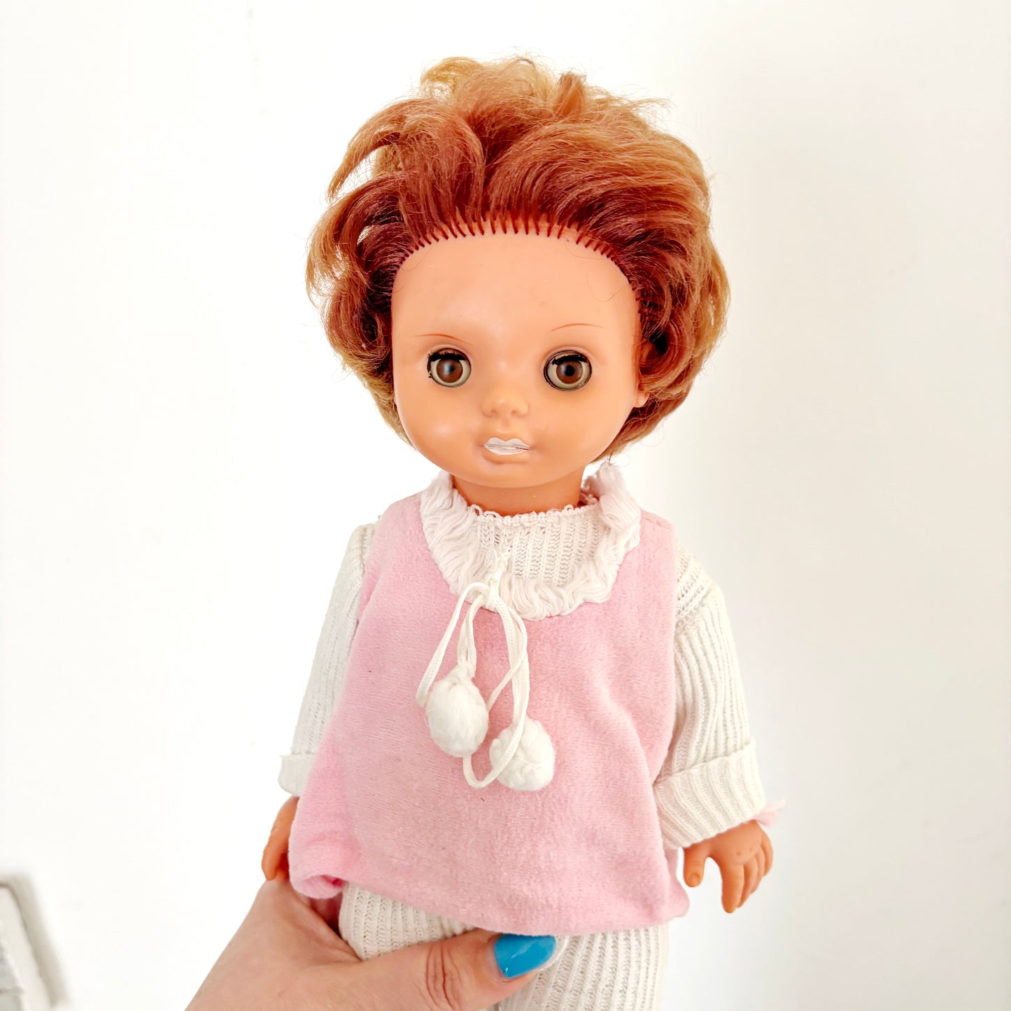 Vintage Ukrainian Larisa Doll 1970s Sleeping Eyes Red Hair Vinyl Toy Retro Soviet Era Collectible 38 cm - 15 inches