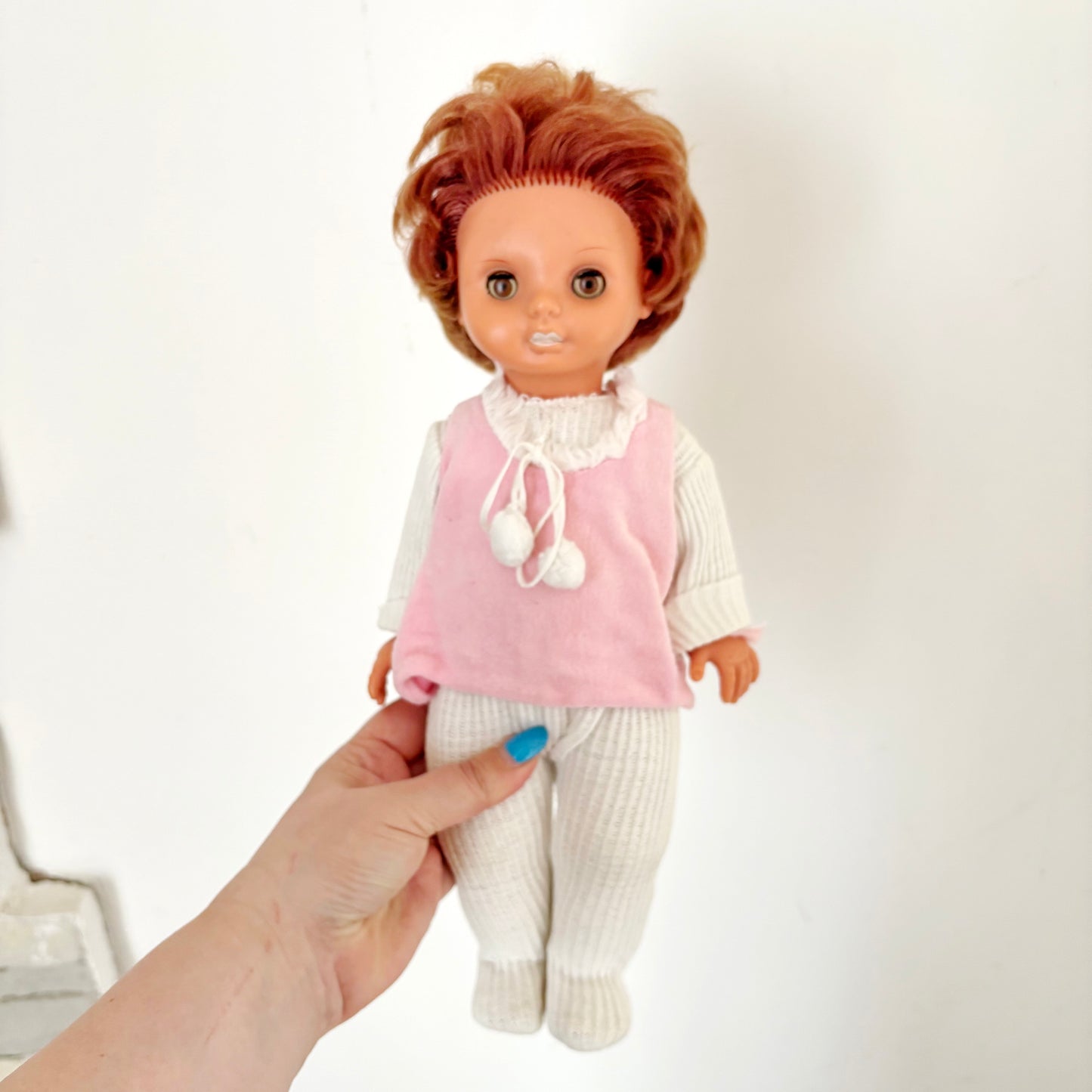 Vintage Ukrainian Larisa Doll 1970s Sleeping Eyes Red Hair Vinyl Toy Retro Soviet Era Collectible 38 cm - 15 inches