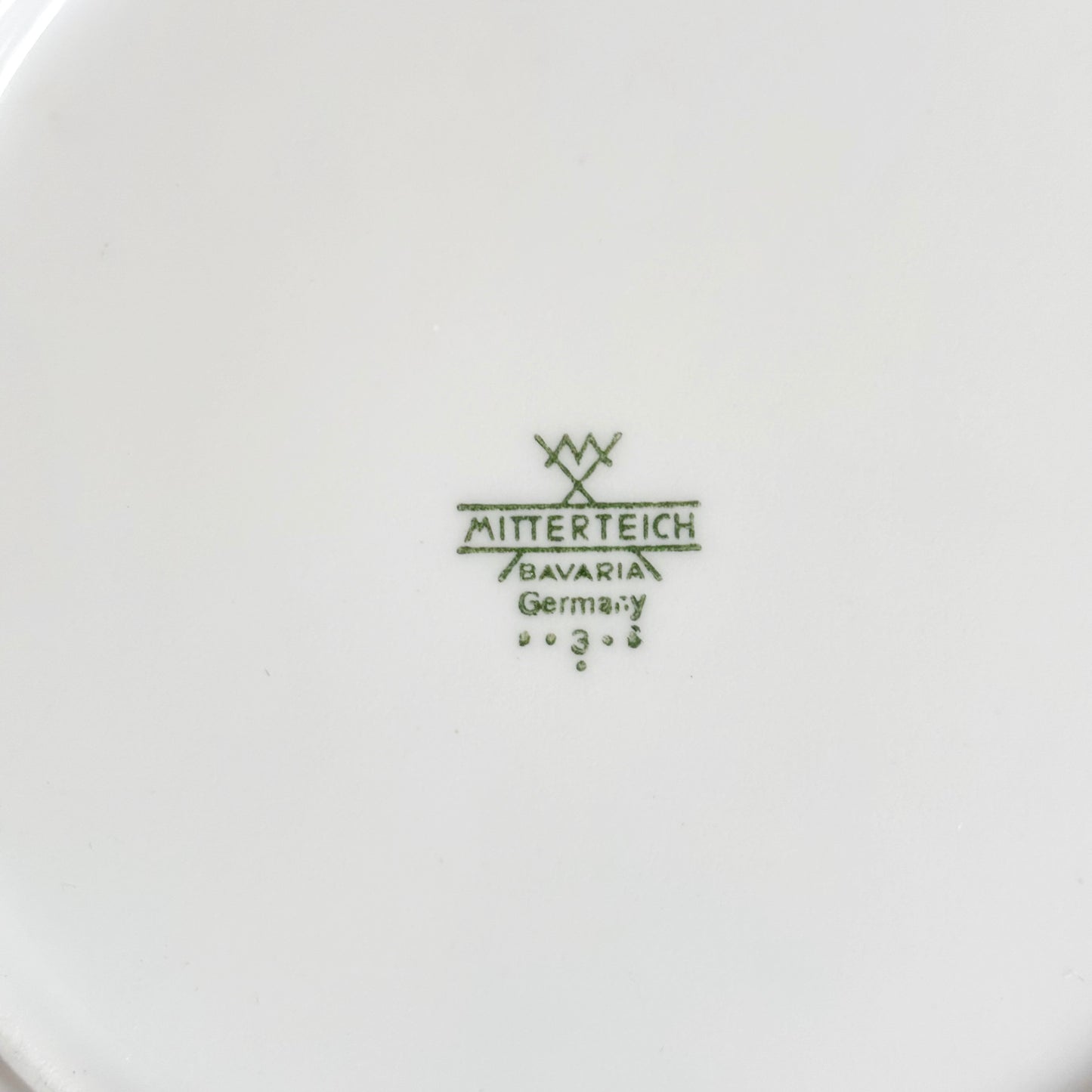 Vintage Mitterteich Bavaria Porcelain Dessert Plate, German Gold Trim China, Mid Century Tableware, White Relief Dinnerware