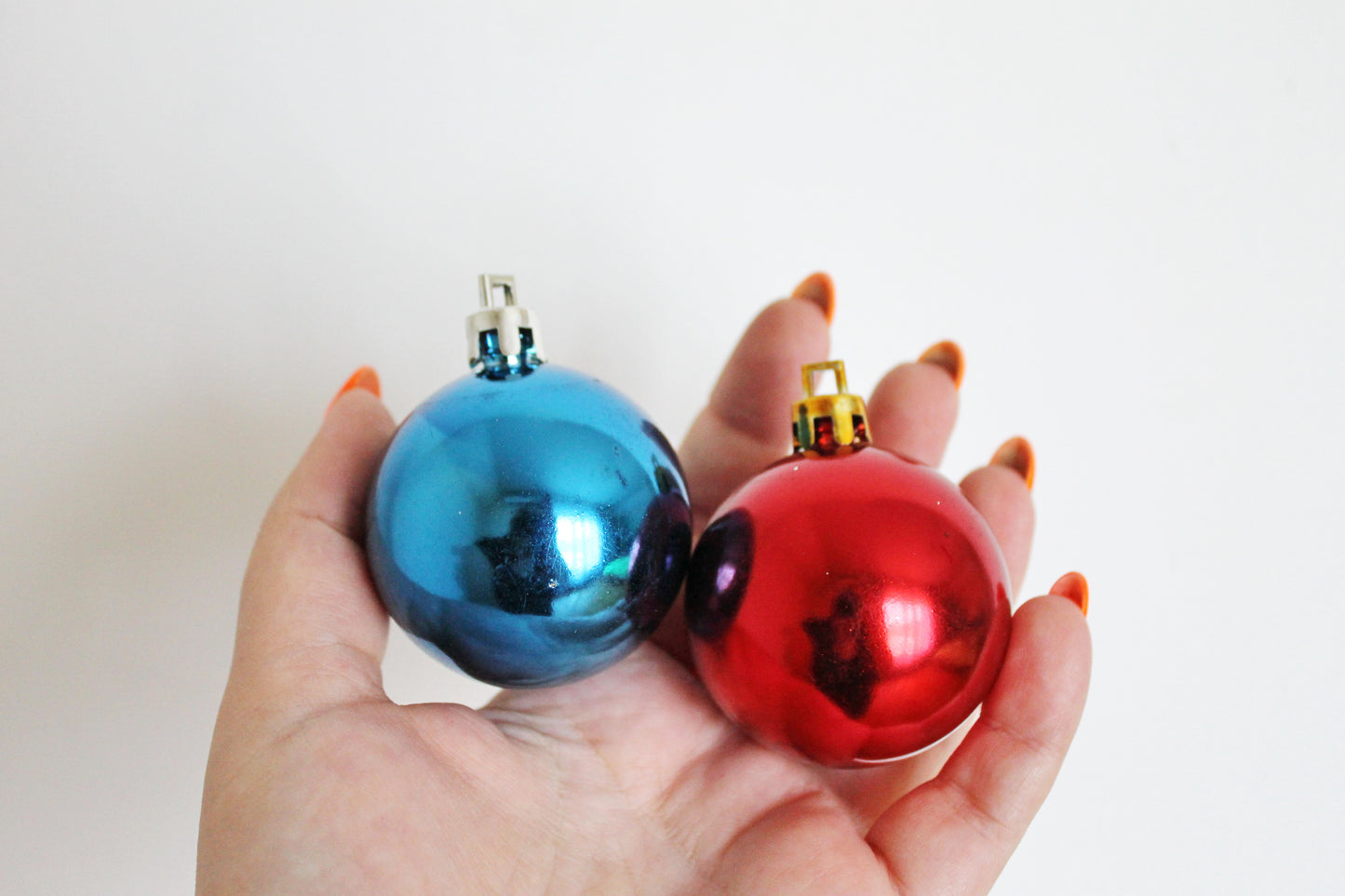 Christmas tree balls ornament 1.9 inches - Set of two - Soviet vintage - Christmas - New Year Glass Ornament, Made in USSR - 2000s