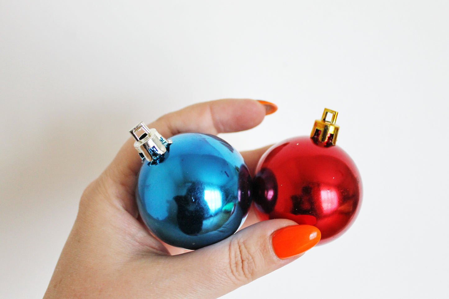 Christmas tree balls ornament 1.9 inches - Set of two - Soviet vintage - Christmas - New Year Glass Ornament, Made in USSR - 2000s