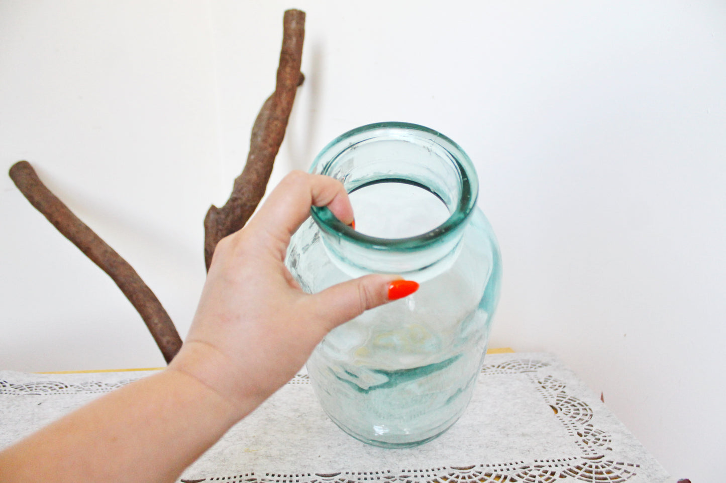 Old big glass jar 3.7 liters - Antique giant clear bottle - soviet Storage jar Rustic vase - made in Ukraine - 1960s