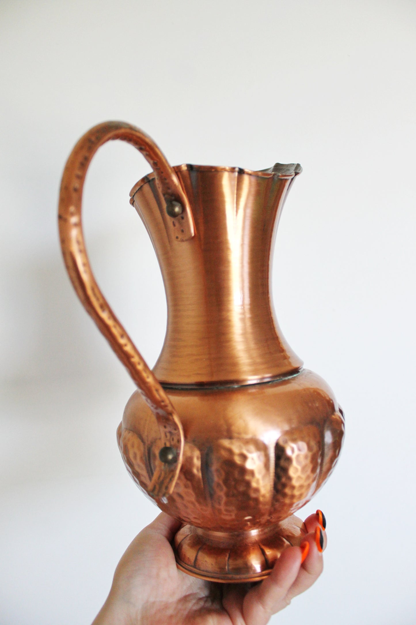 Copper pitcher, copper jug - Vintage big copper pitcher - 10.2 inches- Germany vintage - 1970s