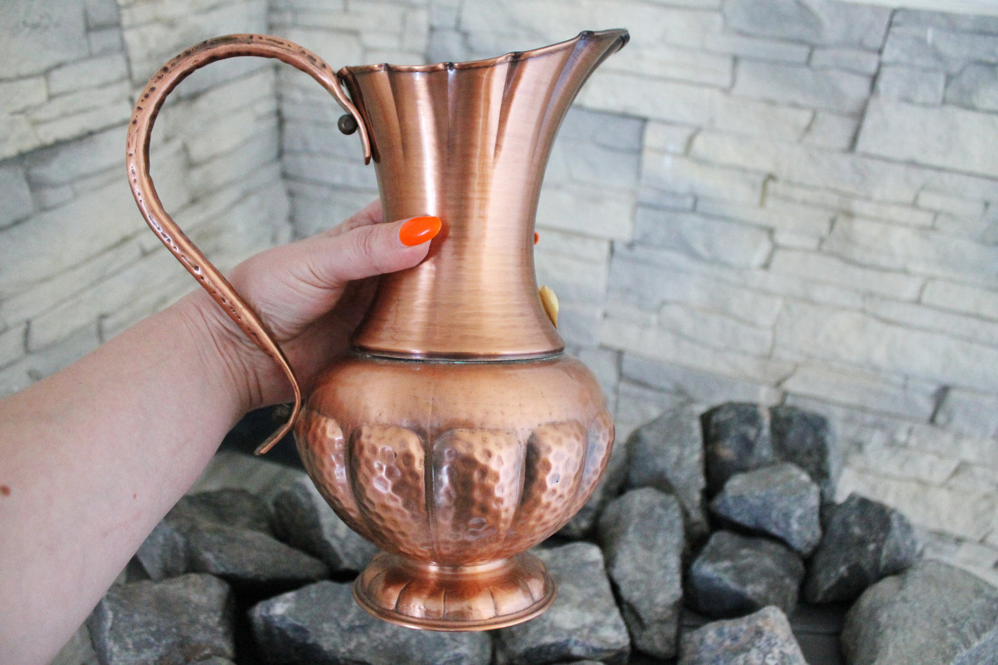 Copper pitcher, copper jug - Vintage big copper pitcher - 10.2 inches- Germany vintage - 1970s