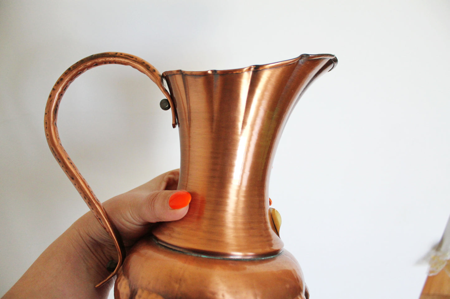 Copper pitcher, copper jug - Vintage big copper pitcher - 10.2 inches- Germany vintage - 1970s