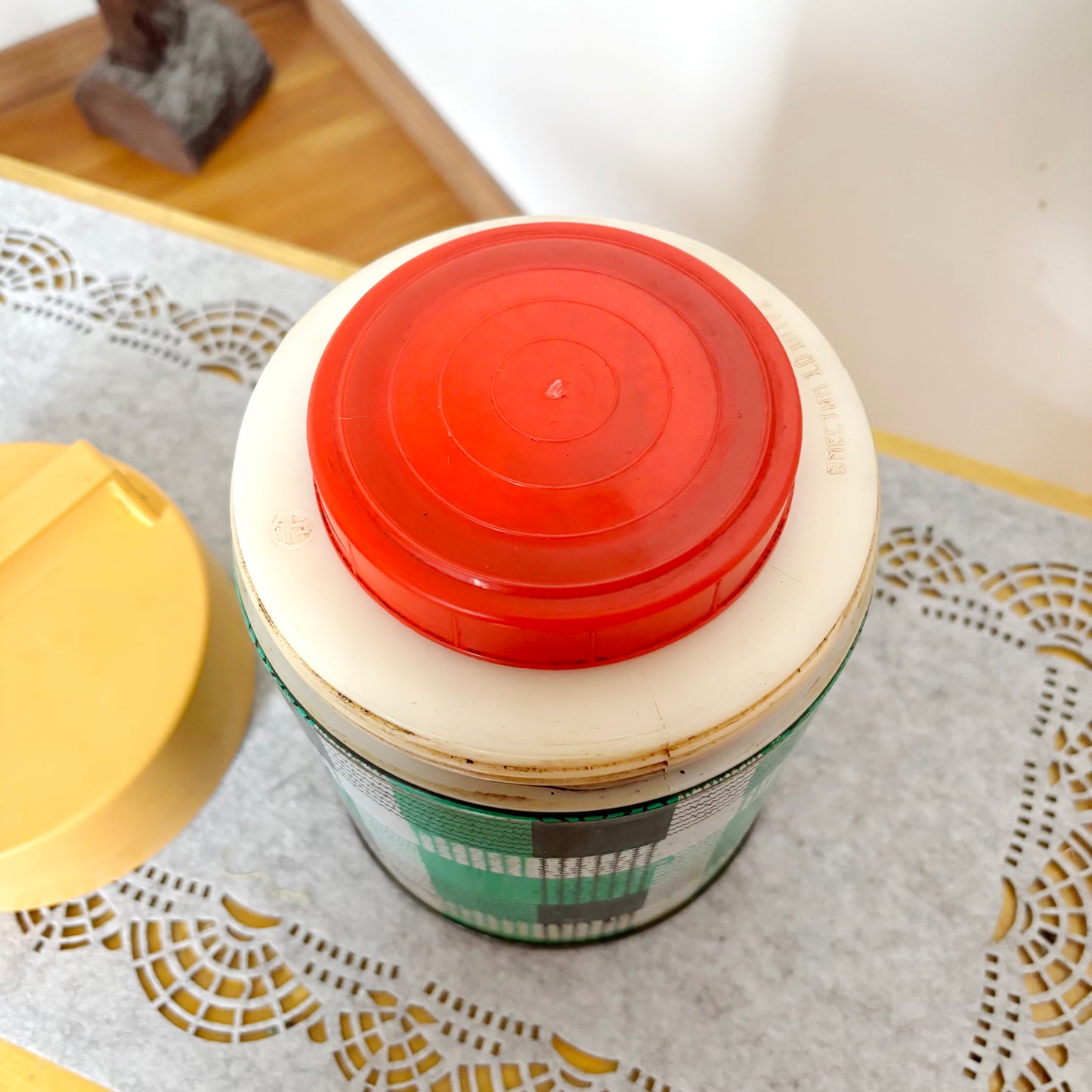 Vintage Food Thermos 1L With Tartan Pattern, Wide Mouth Soviet Lunch Container, Retro Picnic Soup Flask Ukraine