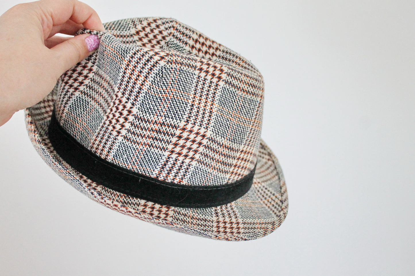 Vintage USSR wool checkered hat - unisex hat - USSR era - made in soviet Ukraine - 1970s