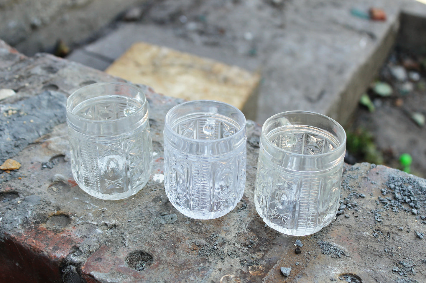 Set of 3 Vintage crystal glasses, mugs - USSR crystal - soviet glasses