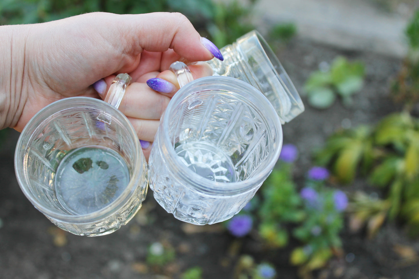 Set of 3 Vintage crystal glasses, mugs - USSR crystal - soviet glasses