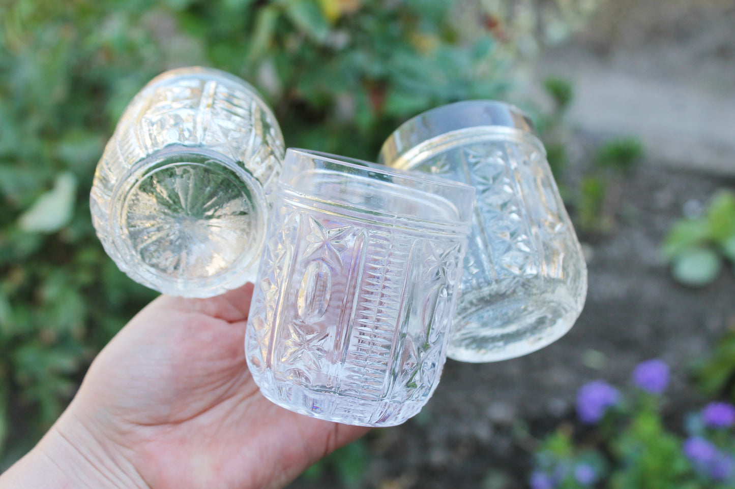 Set of 3 Vintage crystal glasses, mugs - USSR crystal - soviet glasses