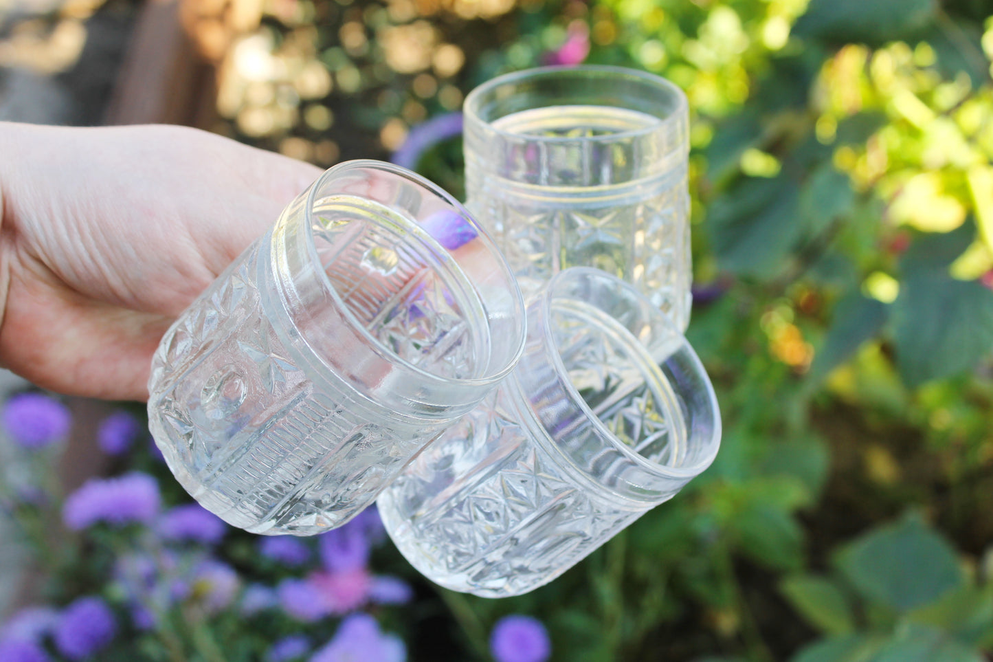 Set of 3 Vintage crystal glasses, mugs - USSR crystal - soviet glasses