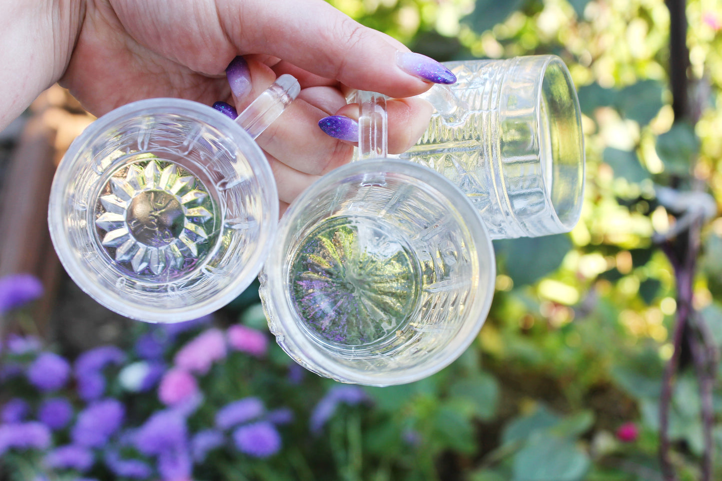 Set of 3 Vintage crystal glasses, mugs - USSR crystal - soviet glasses