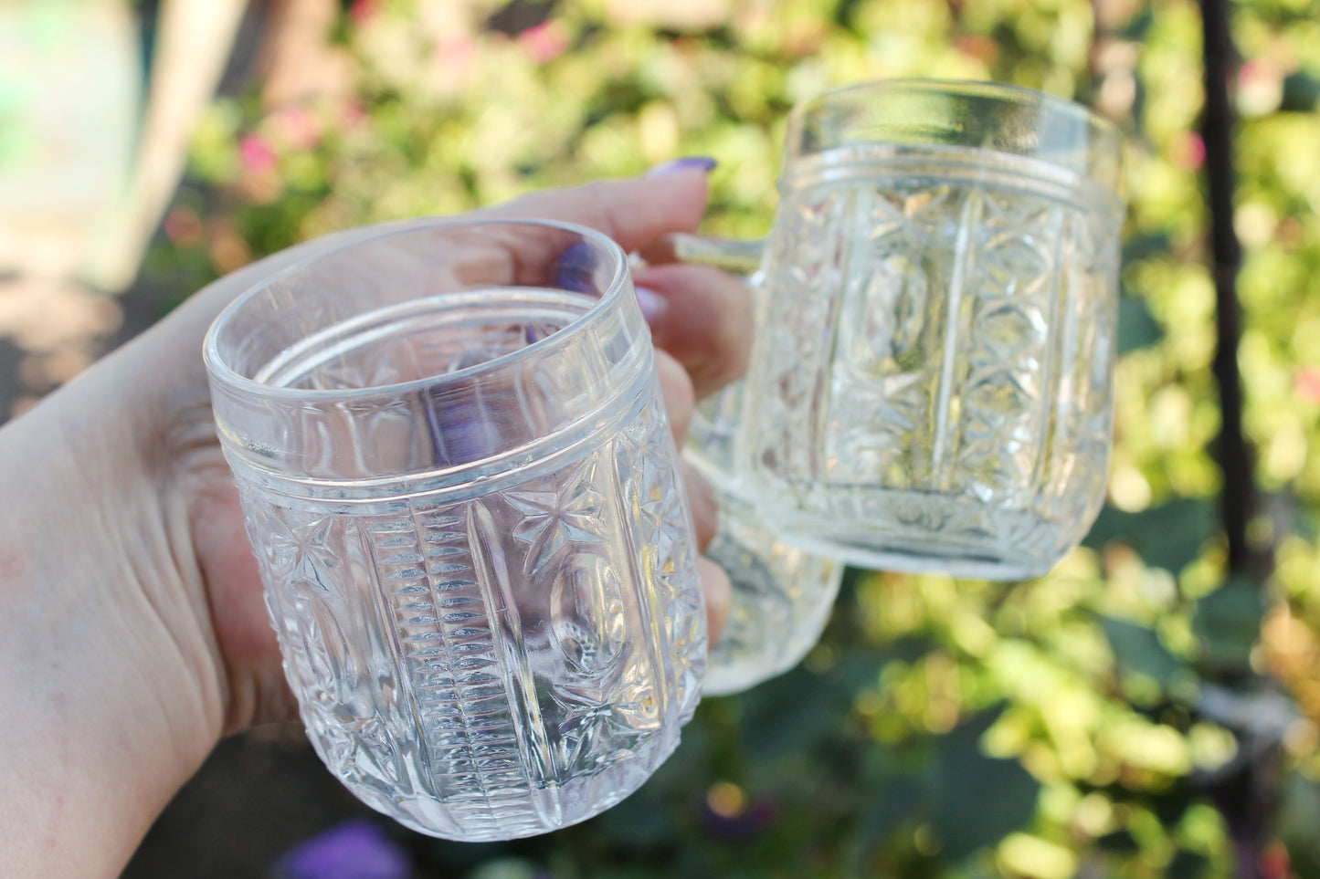 Set of 3 Vintage crystal glasses, mugs - USSR crystal - soviet glasses