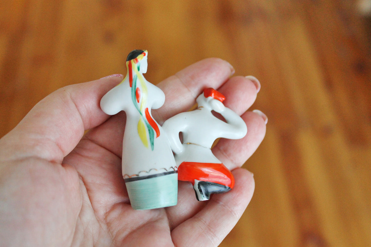 SMALL Vintage porcelain Ukrainian DANCERS - USSR vintage porcelain - Polonsk Porcelain Factory - 1960s -hand painted