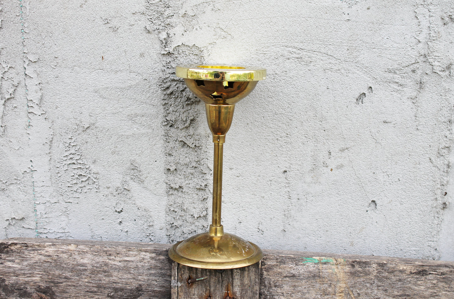 Vintage brass shabby chick Candle holder for tea light candle - 17 cm - 6.7 inches - Germany vintage - 1970s