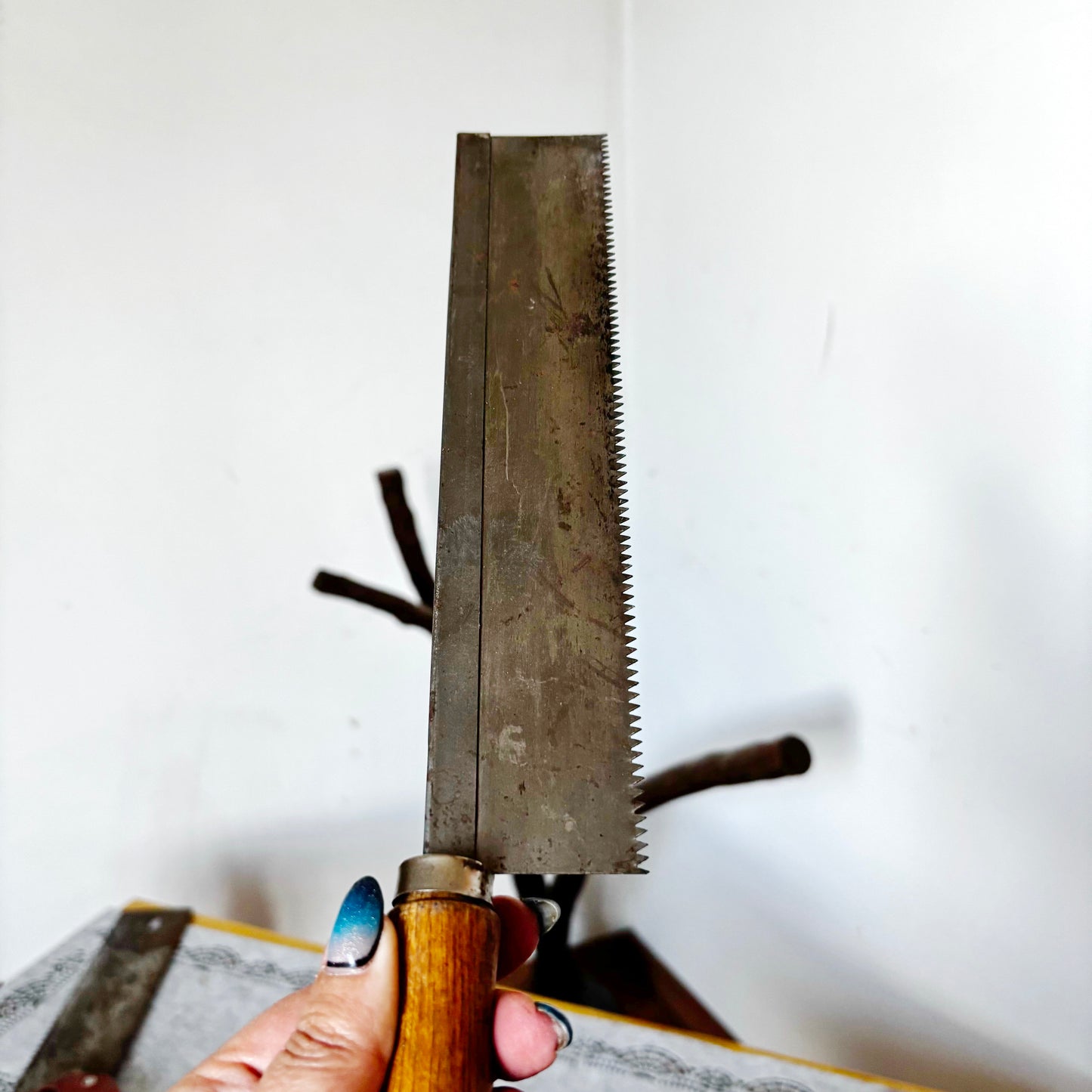 Vintage Soviet Backsaw Hand Saw, USSR Woodworking Tool, Dovetail Tenon Saw, Carpenter Collectible, Steel Joinery Saw
