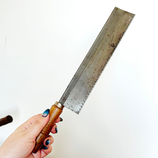 Vintage Soviet Backsaw Hand Saw, USSR Woodworking Tool, Dovetail Tenon Saw, Carpenter Collectible, Steel Joinery Saw