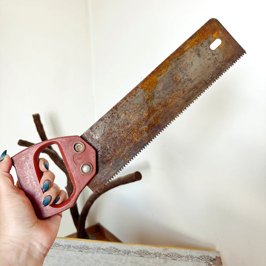 Vintage Hand Saw USSR Soviet Carpenter Tool Rustic Woodworking Saw Collectible Workshop Decor Antique Hand Tool 15.7 Inch