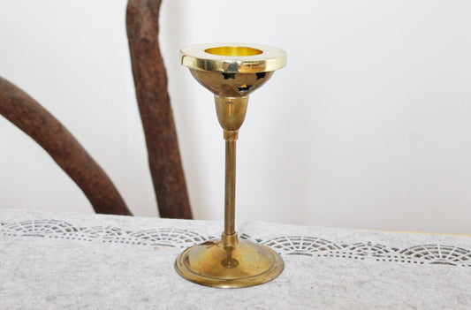 Vintage brass shabby chick Candle holder for tea light candle - 17 cm - 6.7 inches - Germany vintage - 1970s